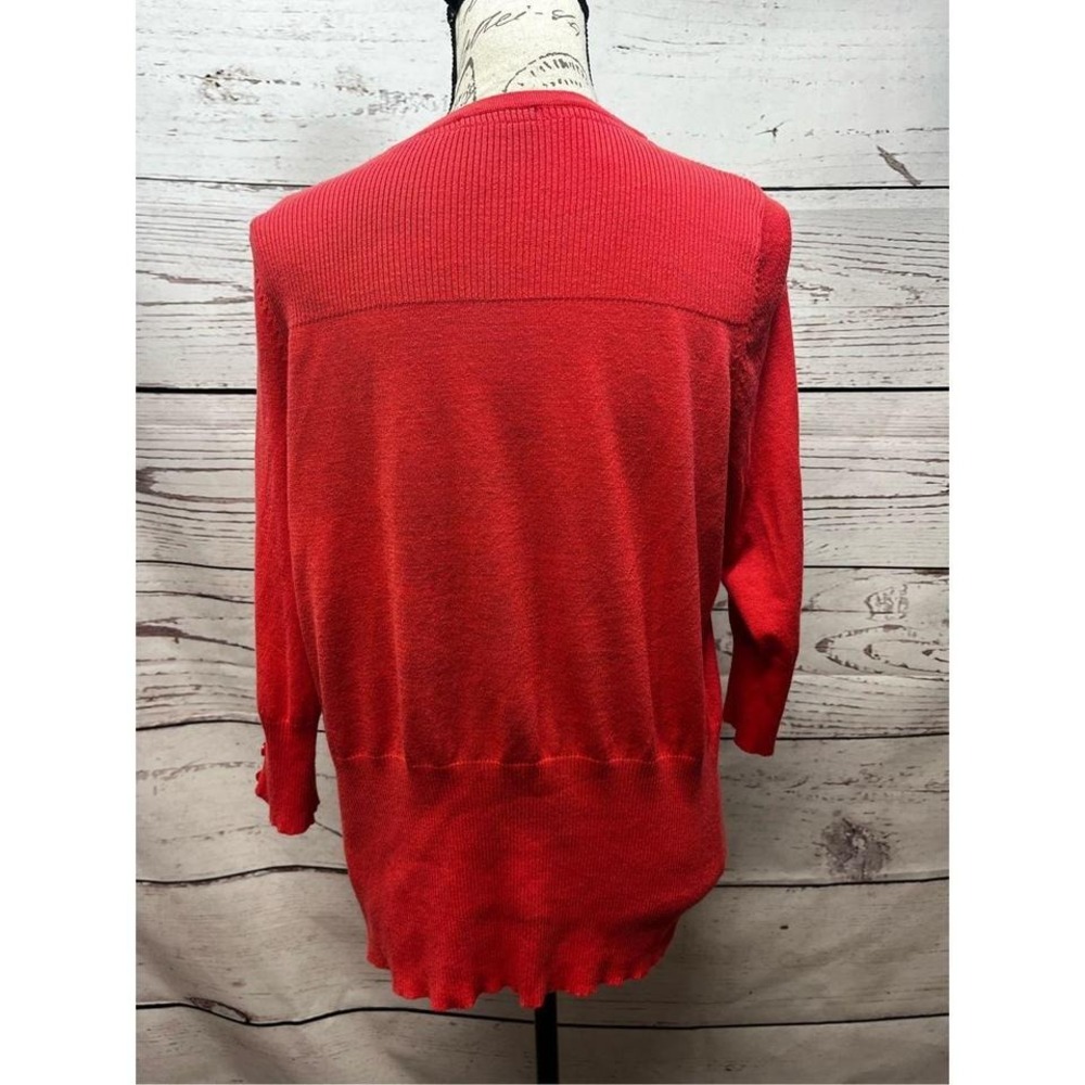 Coral Cardigan Sweater 3/4 Sleeve Button Down Knit Top Casual - Picture 2 of 5